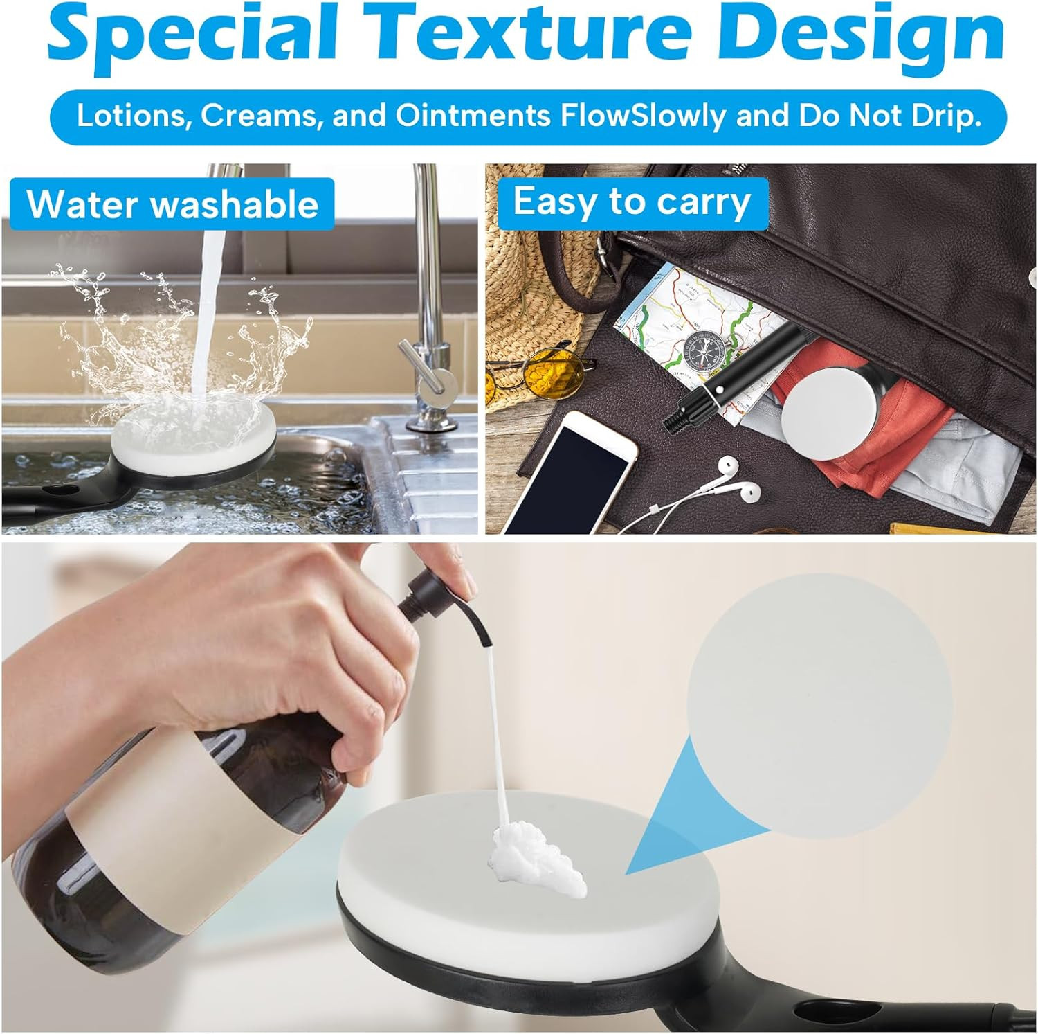 Lotion Applicator for Back, 25.7'' Long Handle Back Lotion Applicator, Easy Reac