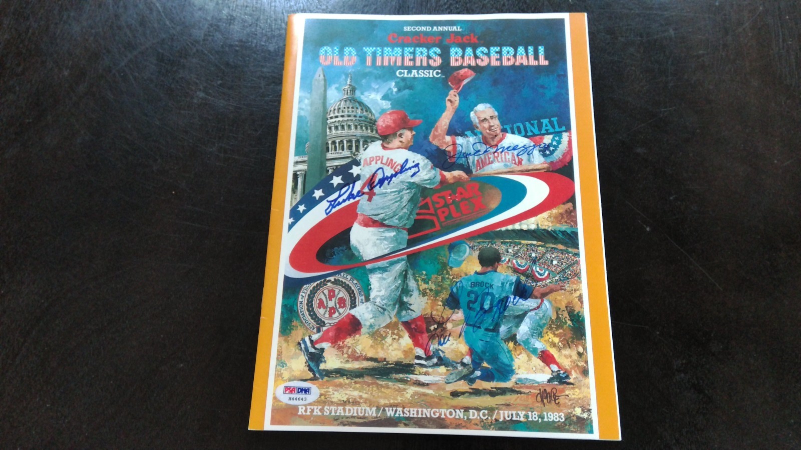 1983 Cracker Jack Program Autograph psa/dna Joe DiMaggio Luke Appling Lou Brock