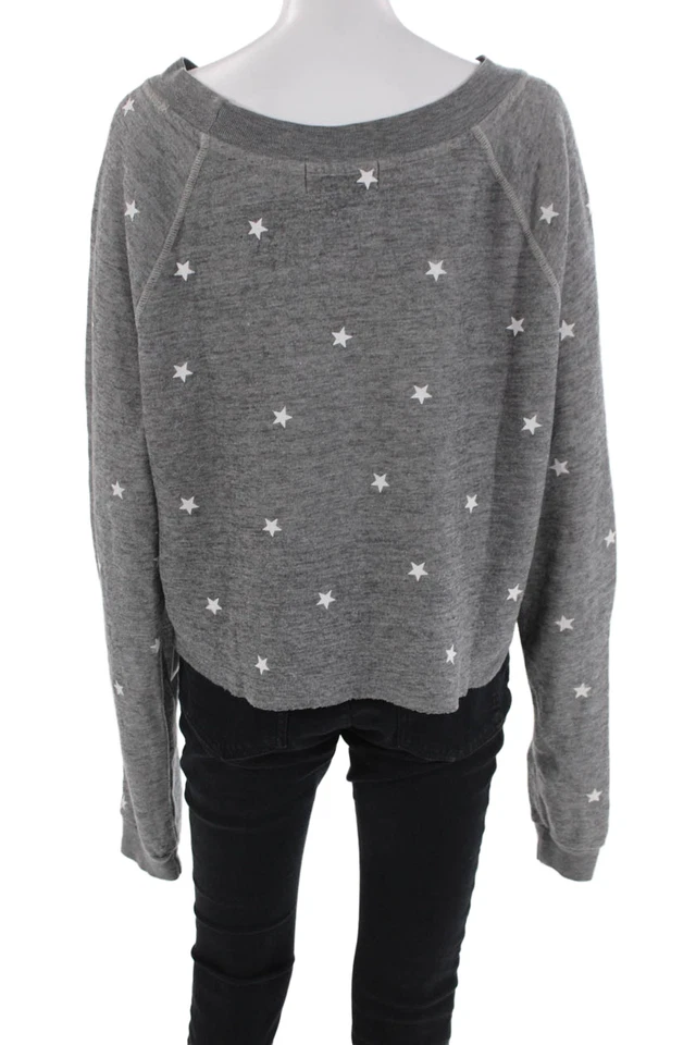 Sudadera Wildfox Mujer Estampado Estrellas Mangas Largas Gris Blanco Talla Mediana Foto 3 de 4