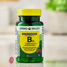Spring Valley Vitamin B12 Quick Dissolve Tablets, 5000 Mcg, 60 Count
