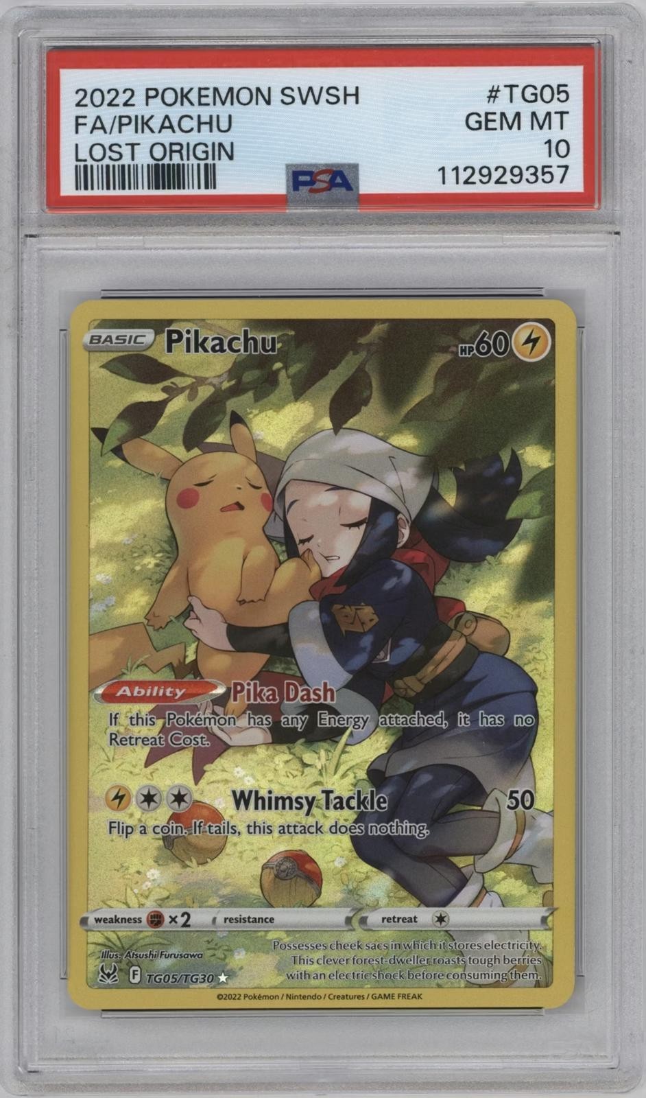 🔥 Pikachu TG05 Lost Origin Trainer Gallery PSA 10 GEM MINT Full Art Card 💎