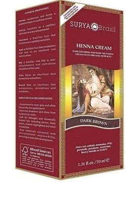 Surya Brasil Henna Cream Semi Permanent Healthy Hair Color Dark Brown 2.37 Fl Oz