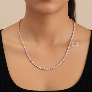 Authentic 3mm Tennis Chain Necklace 14k Rose Gold Plated CZ Jewelry AntiTarnish Rose Chain