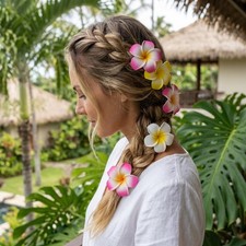 28Pack Plumeria Flower Hair Clips Assorted Color Hawaiian Style Hair Accessories - Image 4