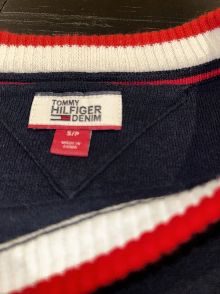 Tommy Hilfiger Colorblock Crewneck свитер размер S старая школа опрятный 90-х Y2K винтажный - Изображение 4 из 4