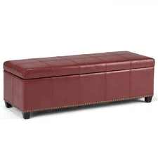 SIMPLIHOME Kingsley 48 inch Wide Transitional Rectangle Lift Storage Ottoman in