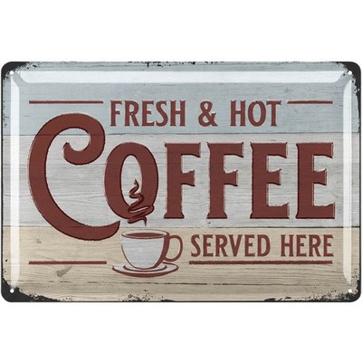 Blechschild Kaffee retro Dekoration Küche COFFEE Schild SERVED HERE 20x30cm