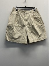 Vintage 90s Liz Claiborne Sport Women's Tan Pleated Cotton Bermuda Shorts Sz 16