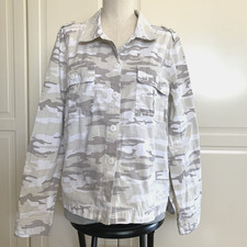 Sanctuary Camo Utility Style Button Shirt Jacket Shacket Neutral Womens M