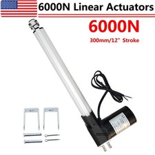 DC12V 12" Linear Actuator 1320lbs W/ Mounting Brackets Electric Motor 6000N Lift