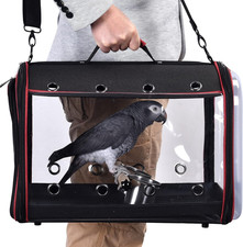 Lightweight Bird Carrier for Travelers, Bird Travel Cage with Parrot Feeder Cups