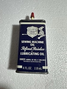 Vintage OK’s Sewing Machine Lubricanting Oil Empty Oiler Back Side A Tad Faded
