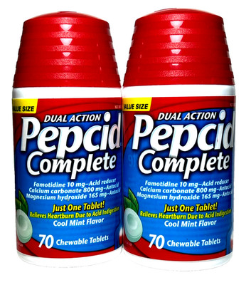 PEPCID COMPLETE 2 X 70 (140) * MINT FLAVOR * CHEWABLE TABLETS EXP 06/28 +