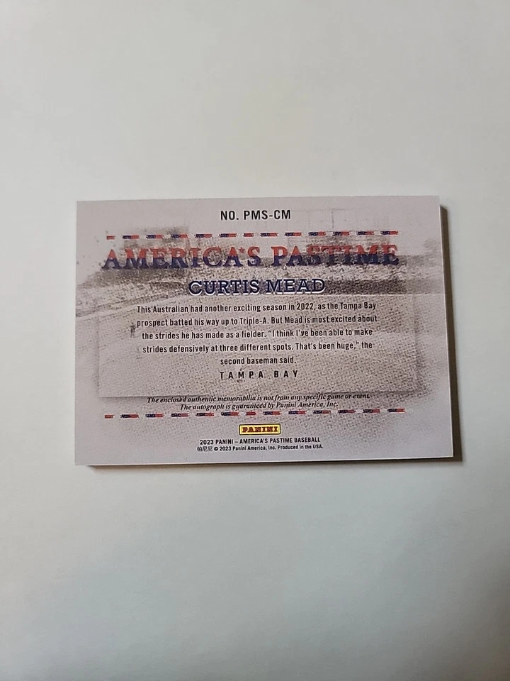 2023 America's Pasttime Baseball Curtis Mead Patch Autograph 85/100 SD6048 - Image 2 of 2