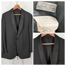 Vintage 60s Shawl Neck Tuxedo Satin Lapel Blazer Jacket 44R Unionmade USA