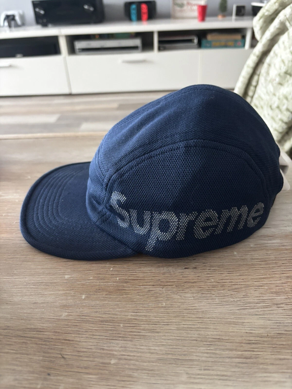 Casquette Supreme 5 panneaux Sup Side Logo FW Super Rare Bleu Marine