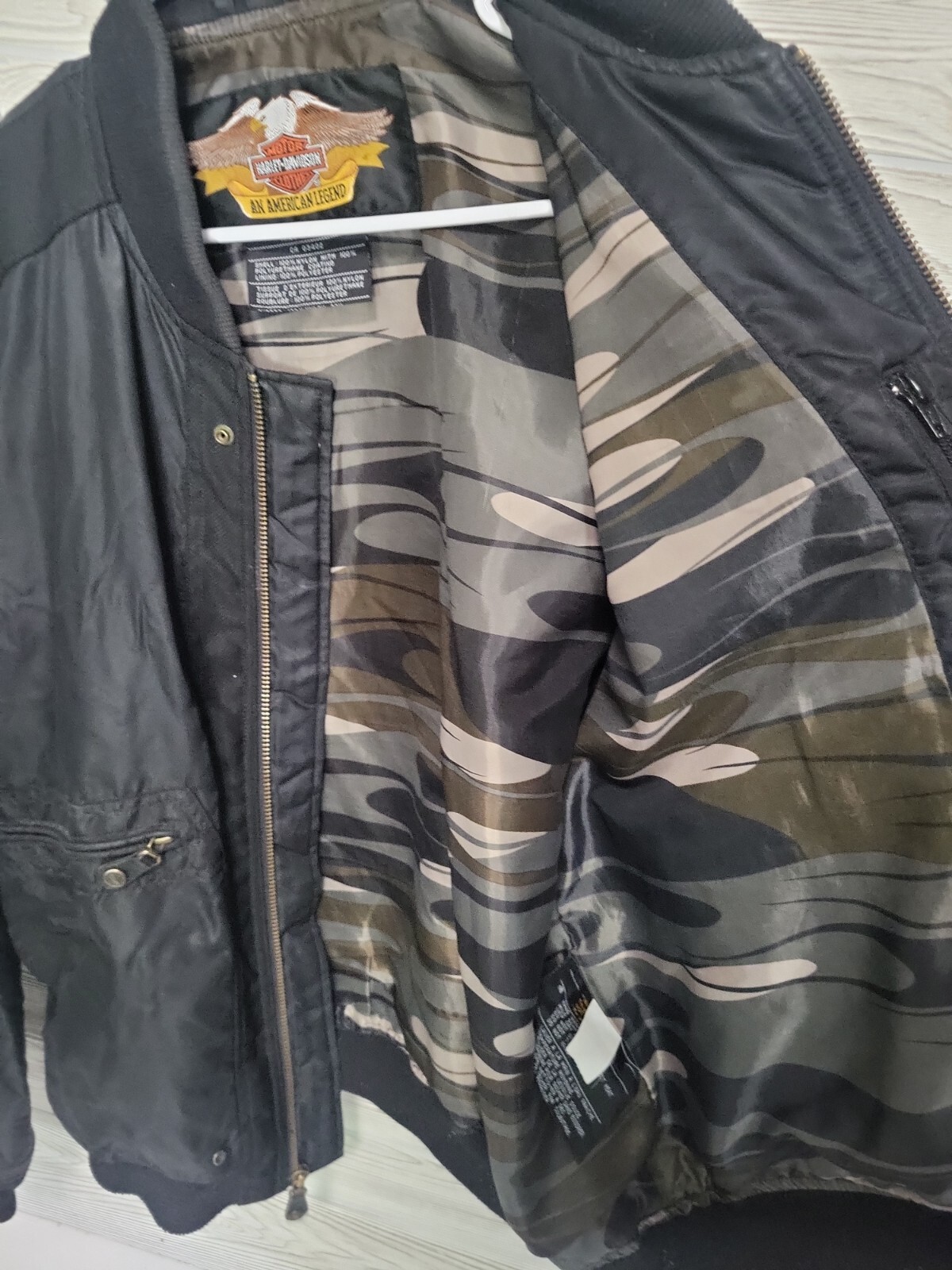 Harley Davidson Mens Camo Lined Riding Jacket Size Me… Gem