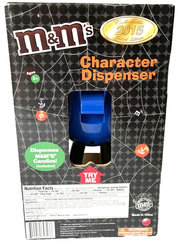 M&M's Blue Peanut Character Skeleton 2015 Candy Dispenser Limited