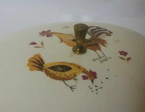 Vtg Taylor Smith Taylor lidded CASSEROLE Bowl Reveille ROOSTER Mid Century Mod - Picture 8 of 11