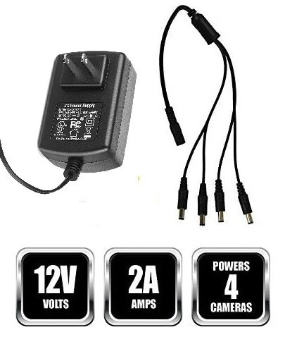 CS Power Supply DC Adapter 12V 2A for Night Owl Camera + Splitter (CS-1202000)™ - Image 3 of 4