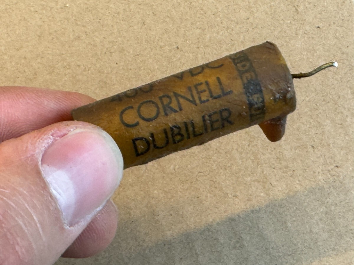 2 Vintage 1950 Cornell-Dubilier Tiger Wax Capacitors .1 uf 400V 