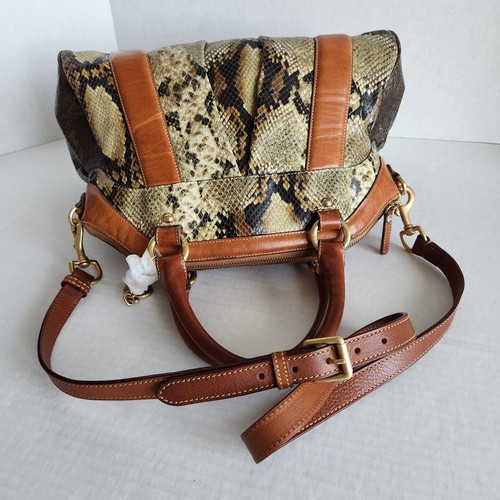 Brahmin Satchel Louise Rose Tri-texture Lady Anaconda Leather Shoulder Bag - Picture 11 of 15