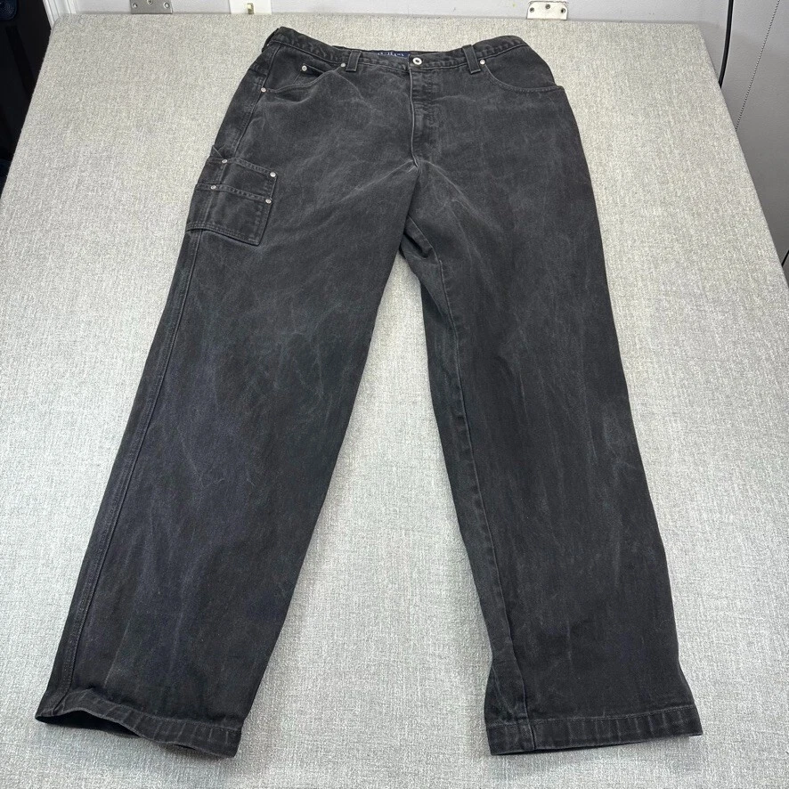 Vintage Guess Jeans Mens 40x33 Black Carpenter Baggy Tapered Made USA - Image 2 of 4