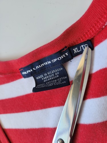 Women Ralph Lauren Sport Red Stripe T-shirt XL - Imagen 8 de 9