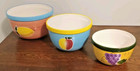 Lillian Vernon Set Of 3 Ceramic Fruit Design Mixing Nesting Bowls Kitchen