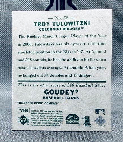 Goudey Big League 2007 Baseball Cards, Chipper Jones, Tulowitzki RC - Picture 4 of 12