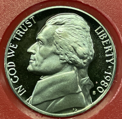 1980 S Proof Jefferson Nickel - Five Cent Coin from Proof Set