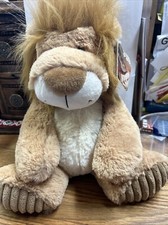People Pals Brown Lion Plush Ribbed Feet Stuffed Animal Toy 10" Cuddly