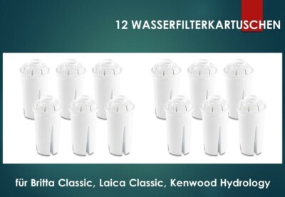 12 Wasserfilter Kartuschen für Brita Classic, Laica Classic, Kenwood Hydrology