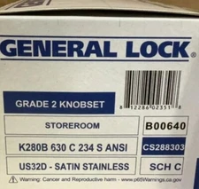 General Lock Commercial Storeroom Entry Knob Standard Duty Grade 2 K280B C ANSI