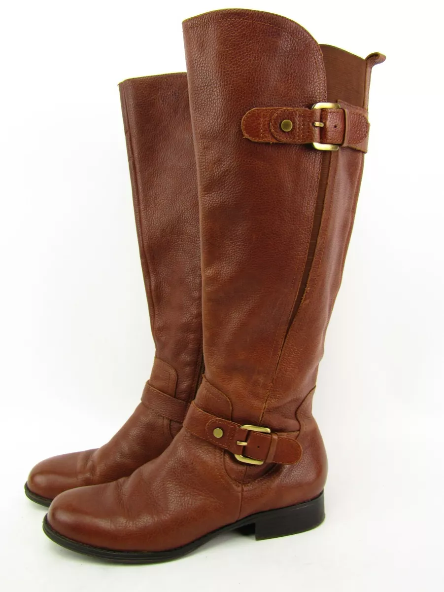 Naturalizer Jean Size 6.5M Women Leather Riding Boots Brown Knee