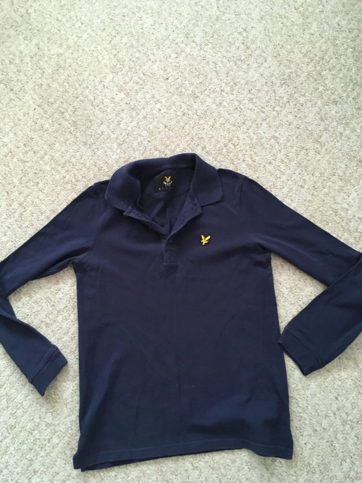 Lyle & Scott Long Sleeve Polo Shirt in Navy Blue Size XS in VGC