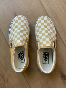 mustard checkerboard vans