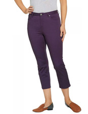 LOGO by LORI GOLDSTEIN - Stretch Twill Crop Pants - Black Violet - 10