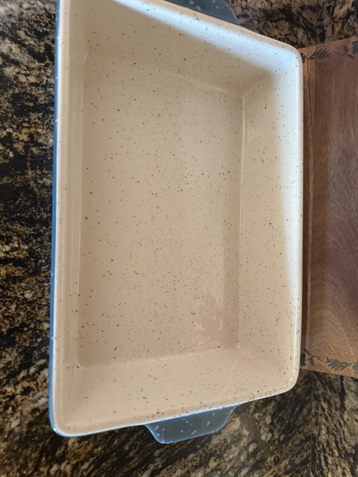 Pioneer Woman ~ Frontier Blue Speckle ~ Rectangular Baker w/Cutting Board Lid