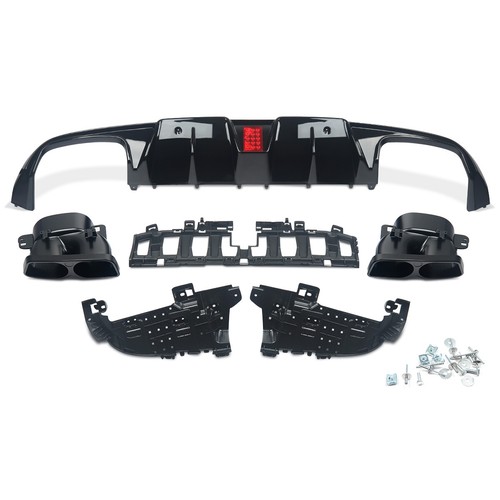 For 2015-2021 Benz W205 C205 Coupe C43 C63 Style Rear Diffuser+Black Tailpipe - Picture 2 of 16