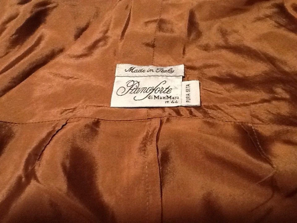 Max Mara 裙套装 2 件 Pianoforte 100% 真丝,金属棕色,意大利 尺寸 44 — 第 3/4 张图片