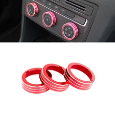 3x For VW MK7 Golf GTI Red Aluminum AC Climate Control Ring Knob Covers Set Trim
