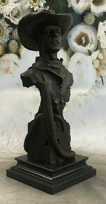 Western Geschenk Old West Cowboy Mit Peitsche Bronze Skulptur Marmor Basis Kunst