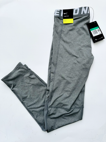NWT Nike Pro Big Kids' Full-Length Tights BV3516-091, Heather Grey, Size XL - Picture 3 of 3
