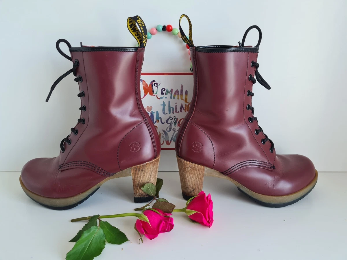 Dr Martens Darcie red burgundy cherry red heel court boots UK 6 EU 39 US 8