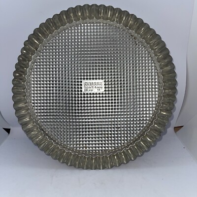 Vintage Kaiser Metal 12” Fluted Baking Pie Pan Made Germany Waffle  Bottom