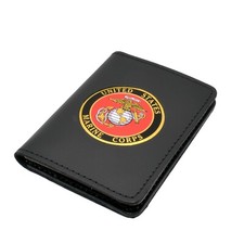 Perfect Fit US Marine Corps Medallion Double ID Leather Military Document Holder