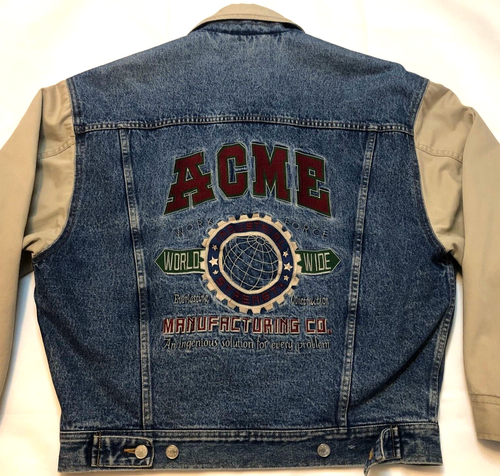 VTG Acme Clothing Co. Men's Jean Jacket - "Worldwide Manufacturing" Graphic - L - Picture 7 of 11