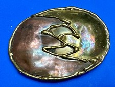 HUGE Hippie Abstract Mixed Metals Handcrafted 1970s Vintage Belt Buckle
