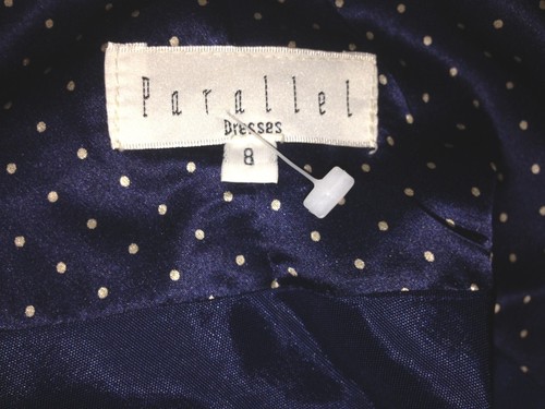PARALLEL SILK LADIES NAVY BLUE POLKA DOT LONG DRESS SIZE 8 NEW - Picture 6 of 9